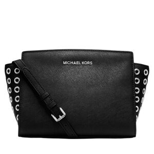 Michael Kors Selma Grommet Black leather purse